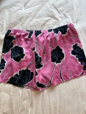 Pink Floral Satin Lounge Shorts